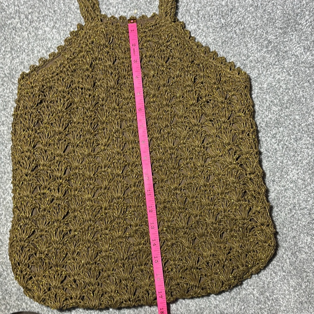 Slouchy Brown Crochet Bag gold sparkle y2k trendy handbag iconic 2000’s purse - Picture 7 of 8